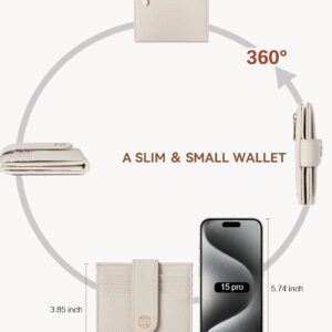 Slim Wallet Leather RFID Blocking Small Beige - Image 4