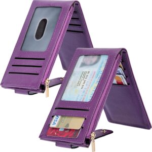 Women's Slim Card Holder Wallet Bifold Purple - Image 3