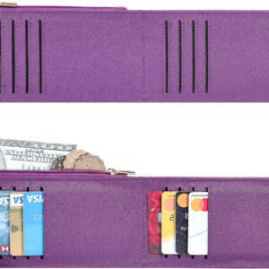 Women's Slim Card Holder Wallet Bifold Purple - Image 5
