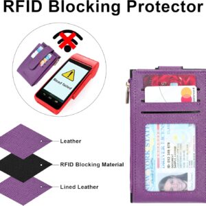 Women's Slim Card Holder Wallet Bifold Purple - Image 7